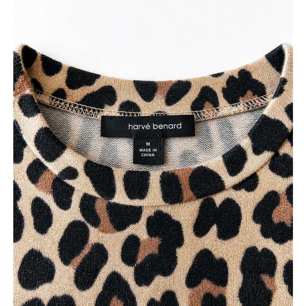 Harve Bernard Leopard Print Knit Sweater Size M Animal Print Streetwear Casual - Picture 5 of 7